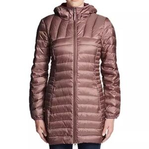 EDDIE BAUER Astoria Hooded Down Parka Puffer Jacket Full Zip Vintage Rose Large